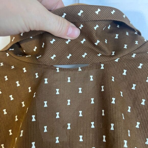 Koret of California Brown with Bows Button Front Tank Blouse Size Medium - Picture 6 of 8